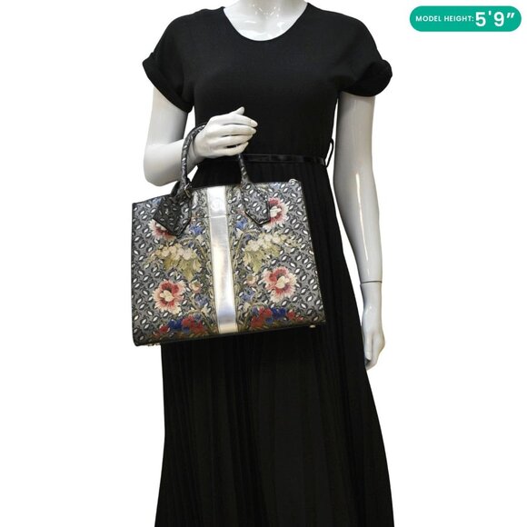 LOUIS VUITTON  City Steamer Floral Print Canvas Tote Bag Grey/Silver - Picture 2 of 13